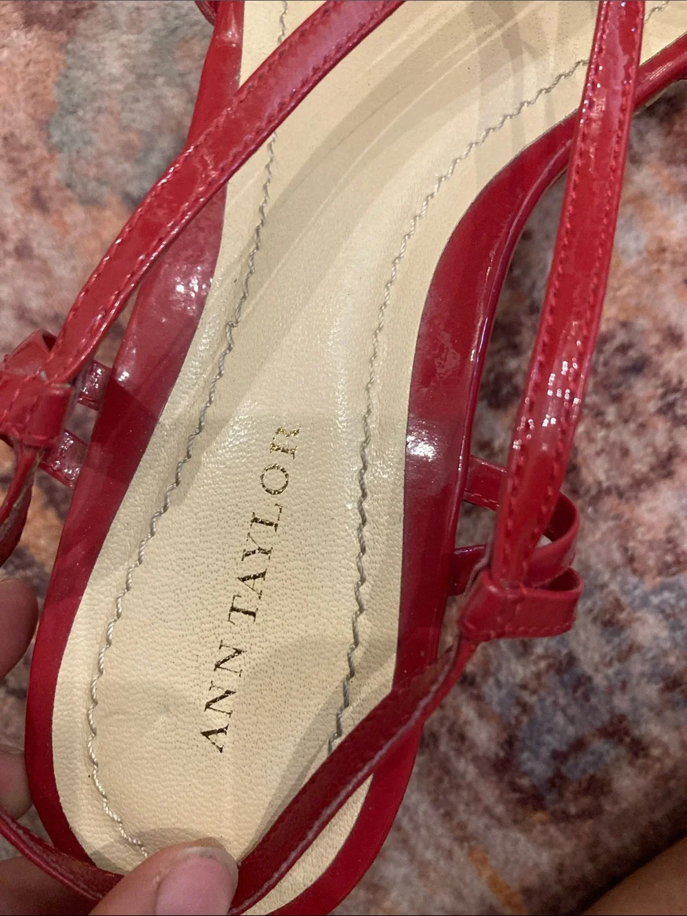 Ann Taylor Red Strappy Slingback Sandals